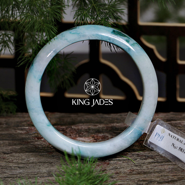 Vòng Bạch Ngọc Vân Xanh King Jade 003